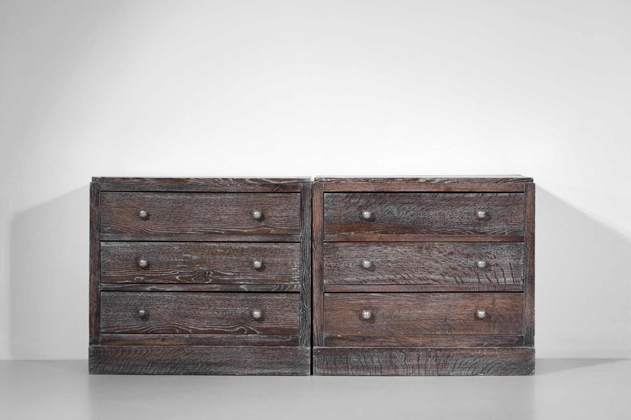 Pair of Chests of Drawers in Cherry Wood  40's Style Jean Michel Franck E249 2