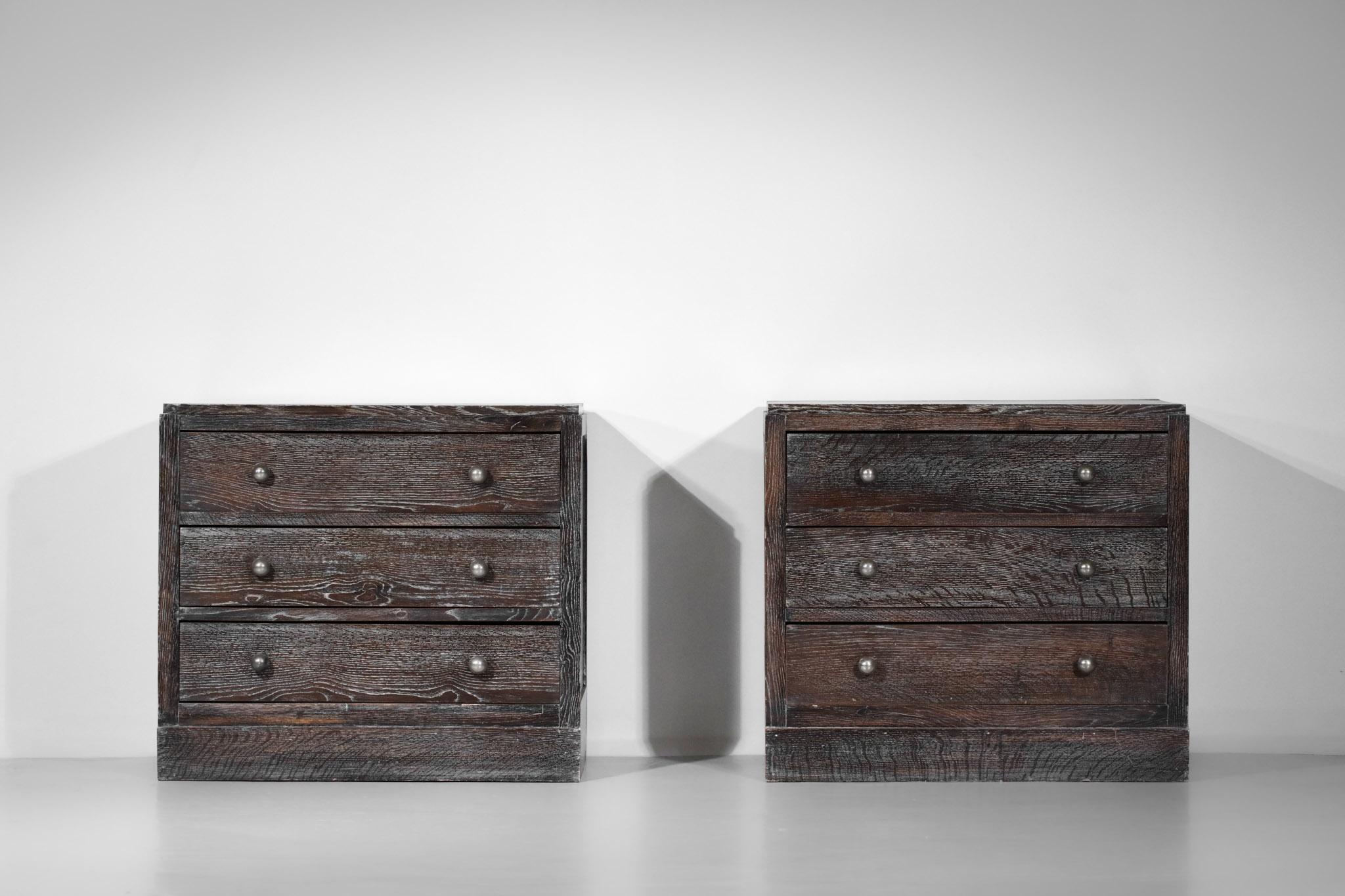 Mid-Century Modern Pair of Chests of Drawers in Cherry Wood  40's Style Jean Michel Franck E249