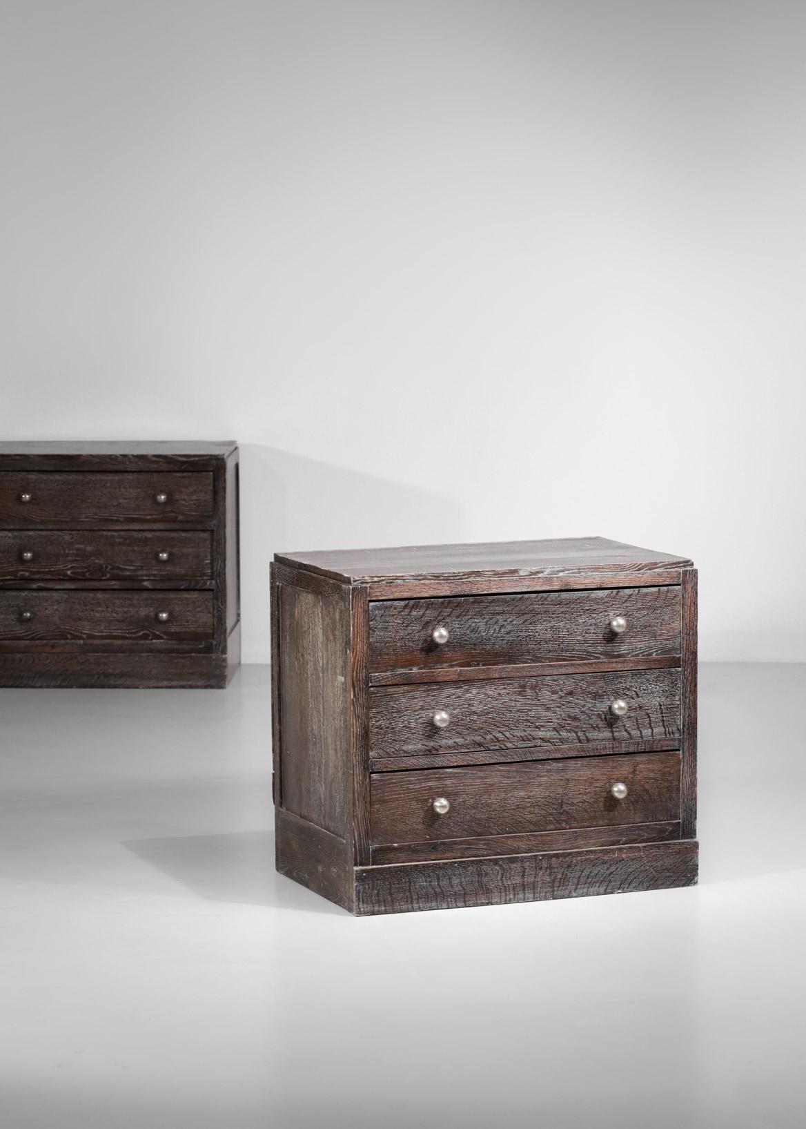 French Pair of Chests of Drawers in Cherry Wood  40's Style Jean Michel Franck E249