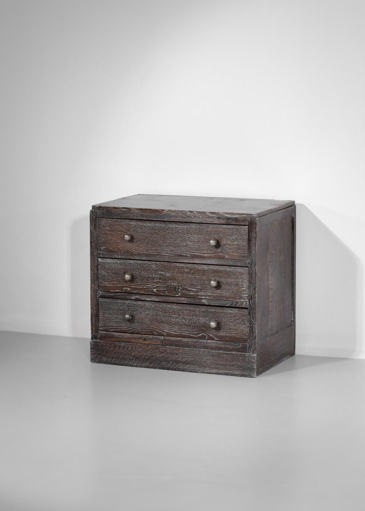 Stained Pair of Chests of Drawers in Cherry Wood  40's Style Jean Michel Franck E249