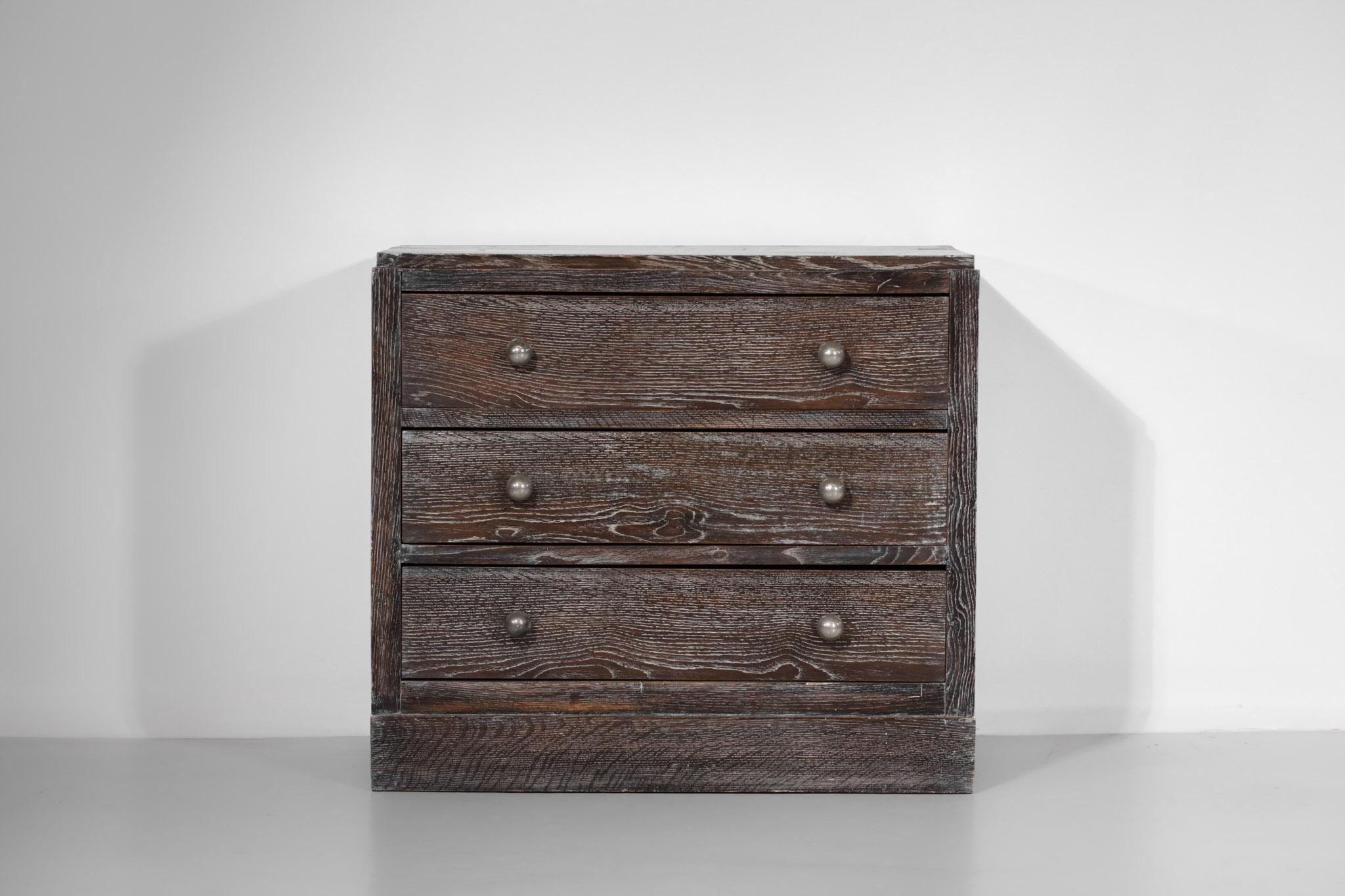 Pair of Chests of Drawers in Cherry Wood  40's Style Jean Michel Franck E249 In Fair Condition In Ternay, Auvergne-Rhône-Alpes