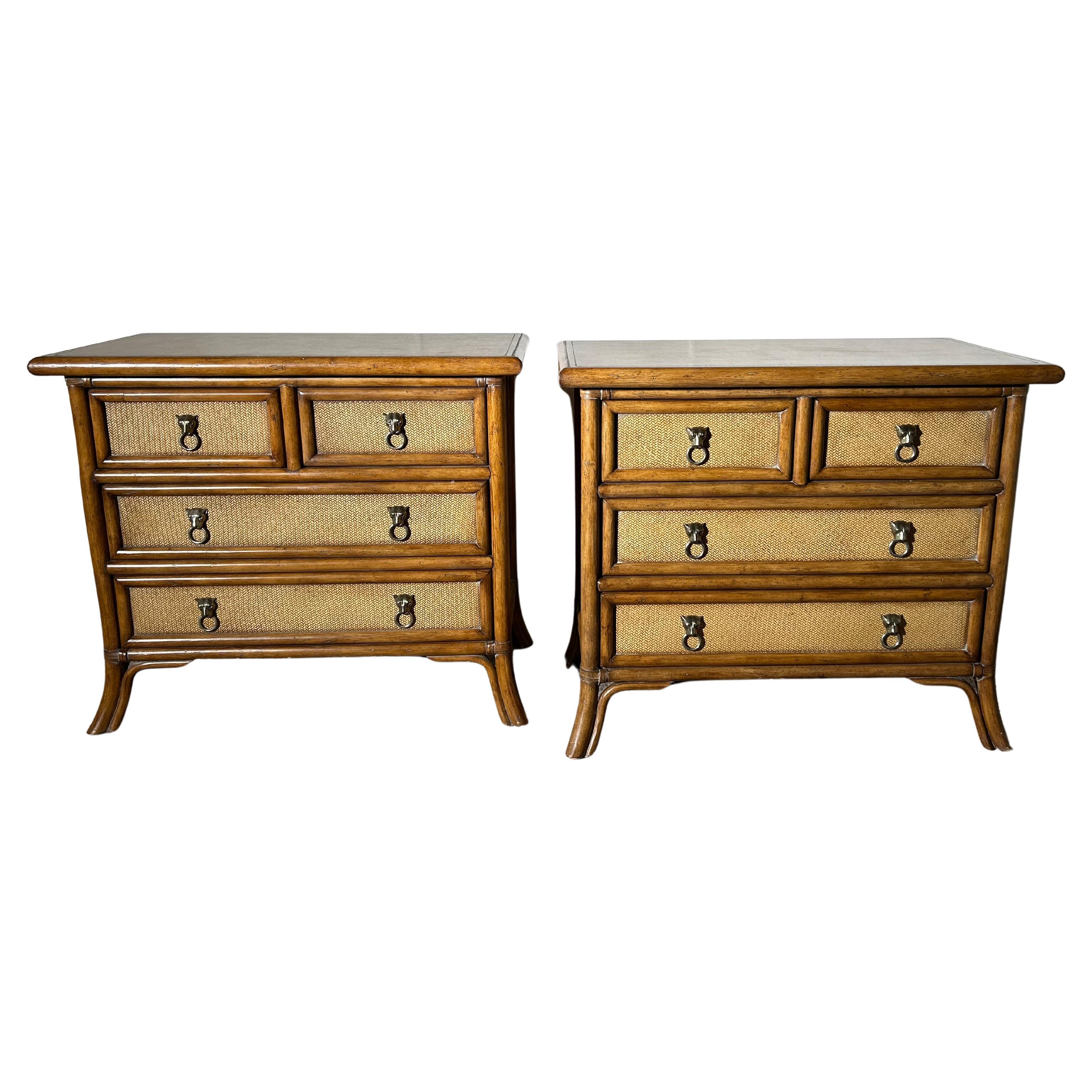 pair of chests of drawers, natural fibers, Signed Kreiss For Sale