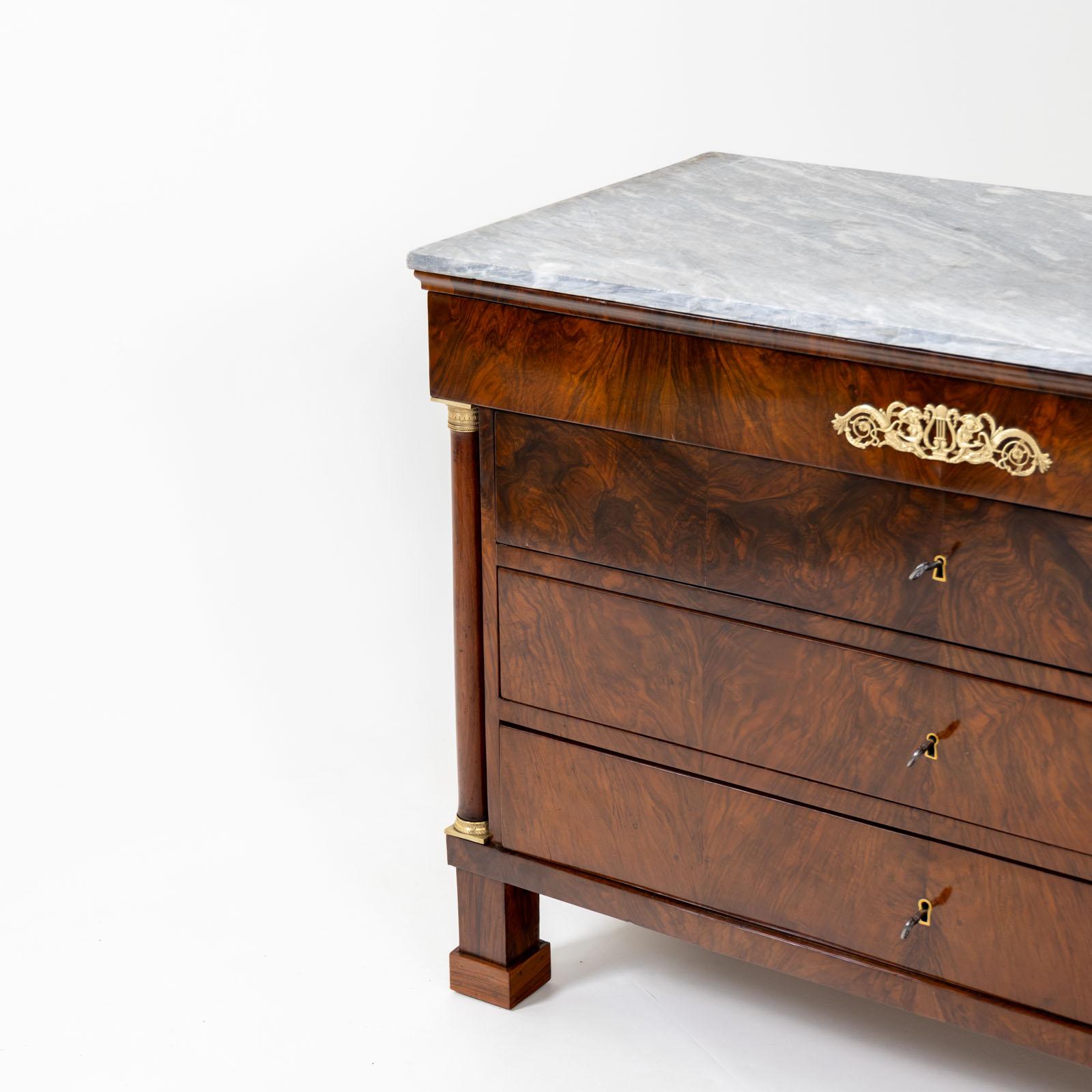 Pair of Chests of Drawers with grey Marble Tops, Italy, 1st Third 19th Century In Good Condition In Greding, DE