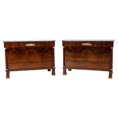 Pair of Chests of Drawers with grey Marble Tops, Italy, 1st Third 19th Century