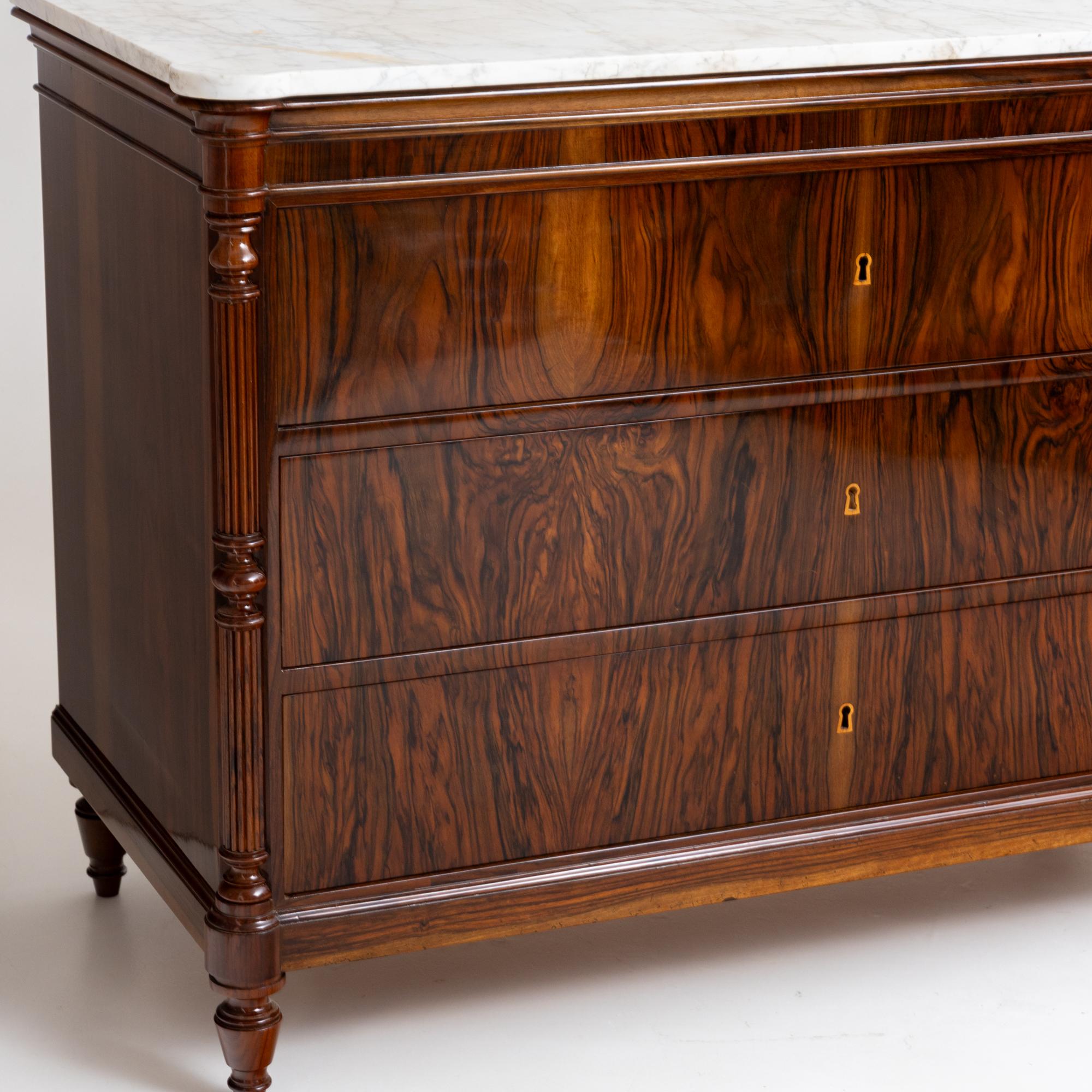 Pair of Chests of Drawers with Marble Tops, Mid-19th Century For Sale 1