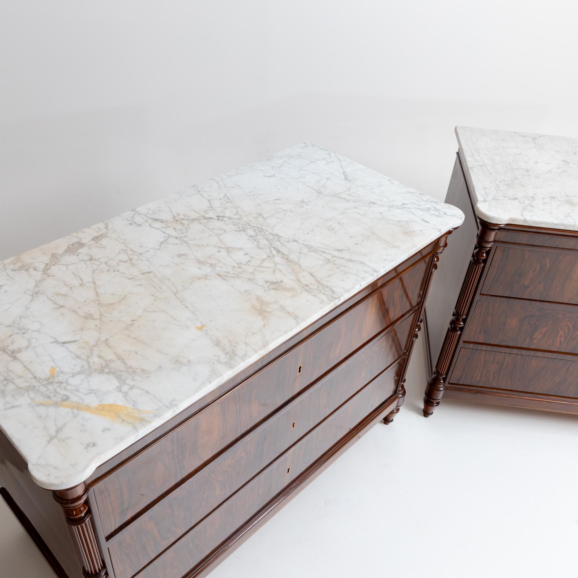 Pair of Chests of Drawers with Marble Tops, Mid-19th Century For Sale 3
