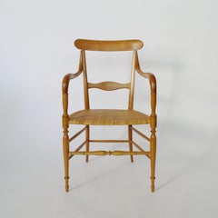Pair of Chiavari Armchairs in Beechwood and Caned Seat, Italy, 1960s
