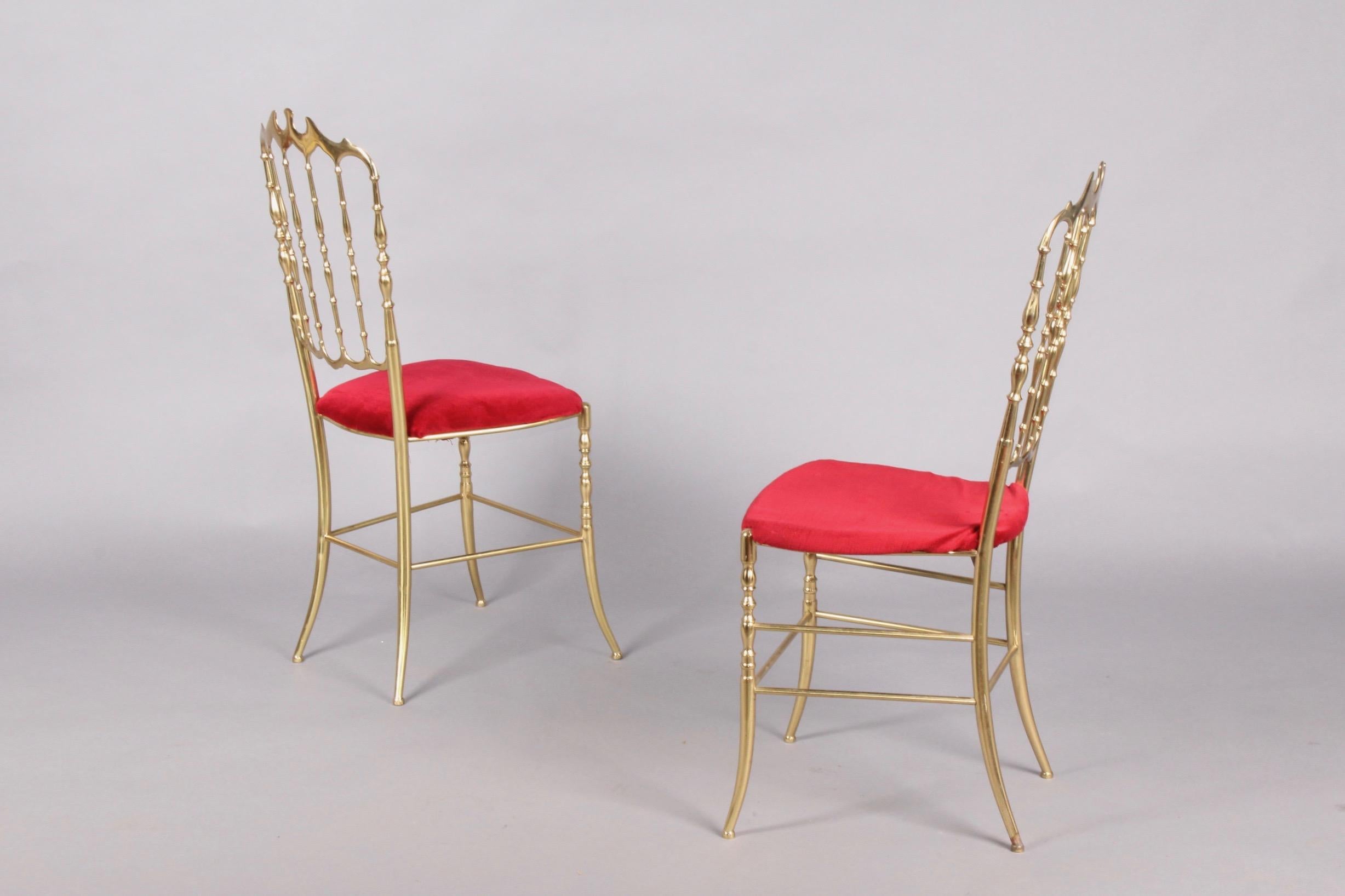 Italian Pair of Chiavari Brass Chairs