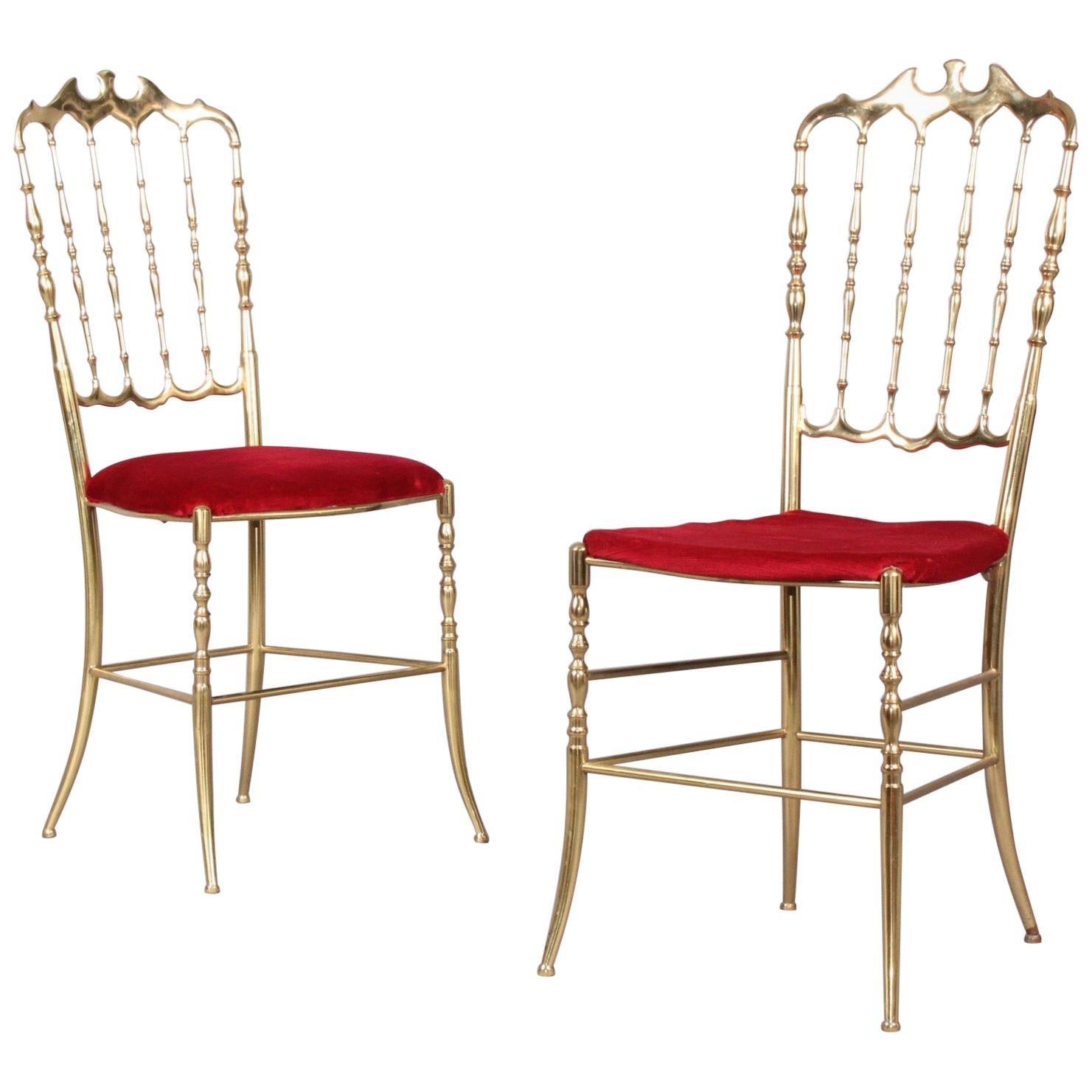 Pair of Chiavari Brass Chairs