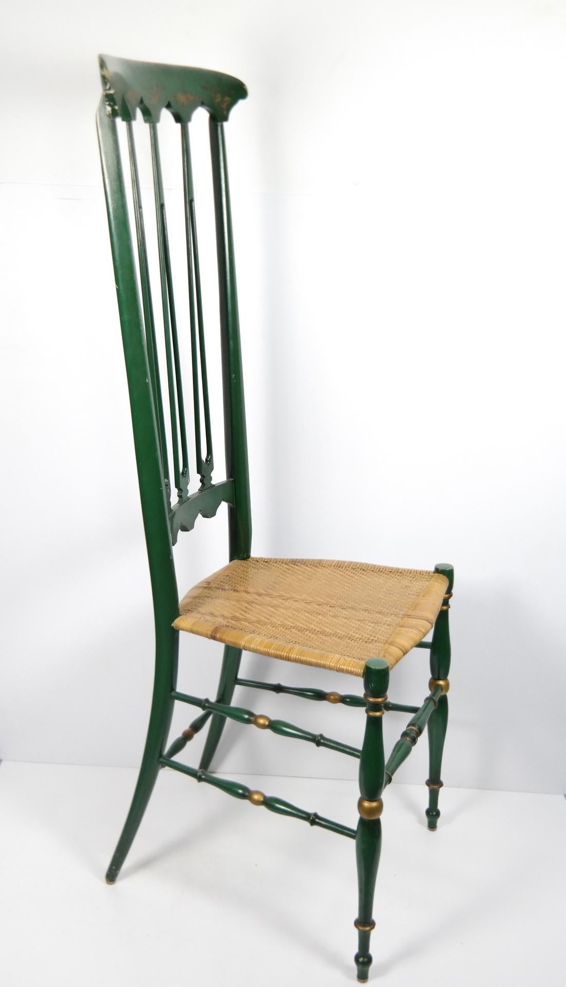 Pair of Chiavari Chairs, 1950s Italian Design, Original Paint and Cane Seats For Sale 4