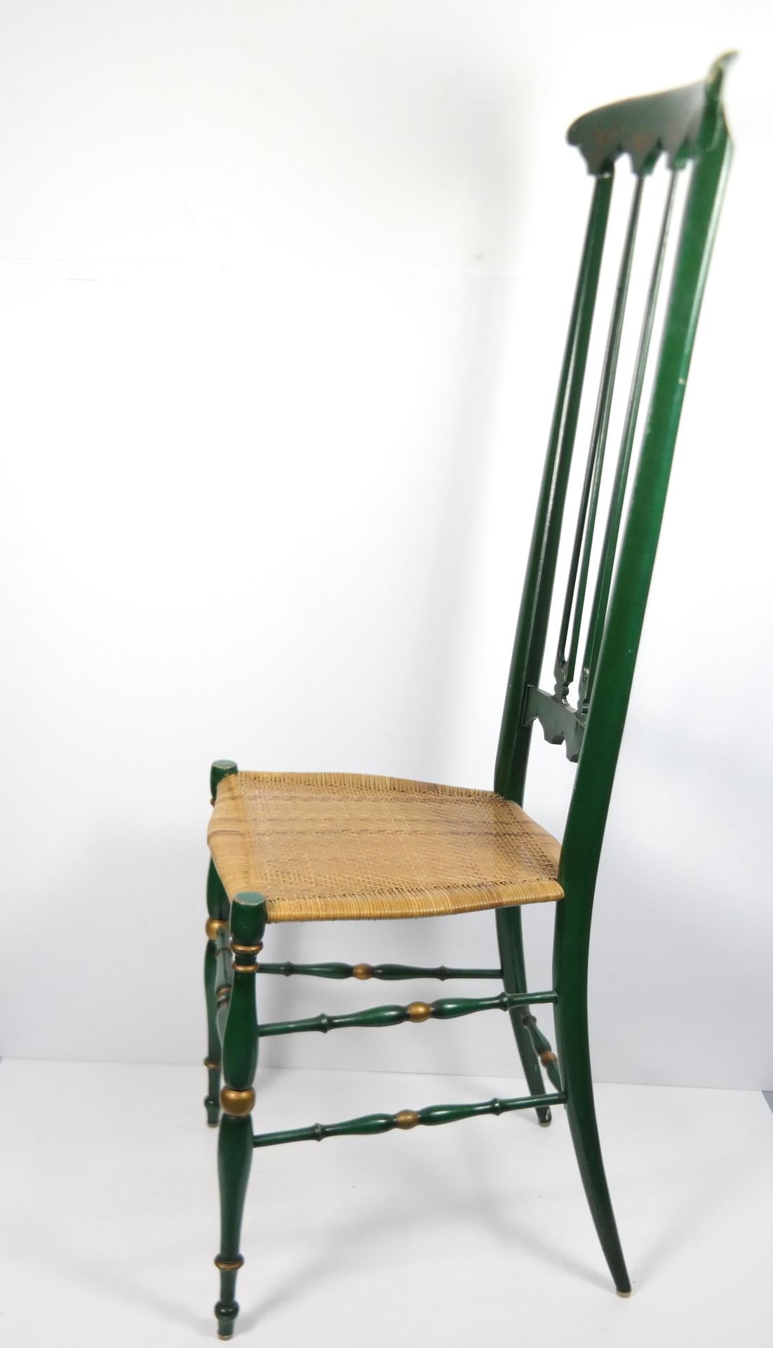 Pair of Chiavari Chairs, 1950s Italian Design, Original Paint and Cane Seats For Sale 9