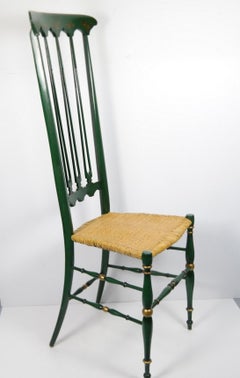 Pair of Chiavari Chairs, 1950s Italian Design, Original Paint and Cane Seats