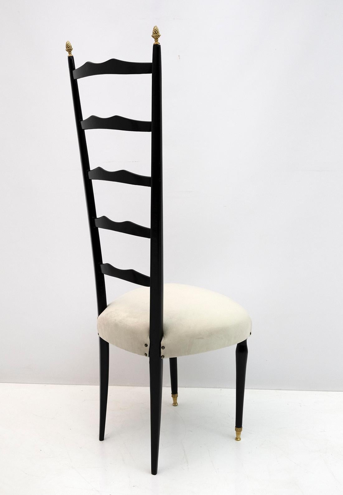 Pair of Chiavari Mid-Century Modern Italian Velvet High Back Chairs, 1950s For Sale 6