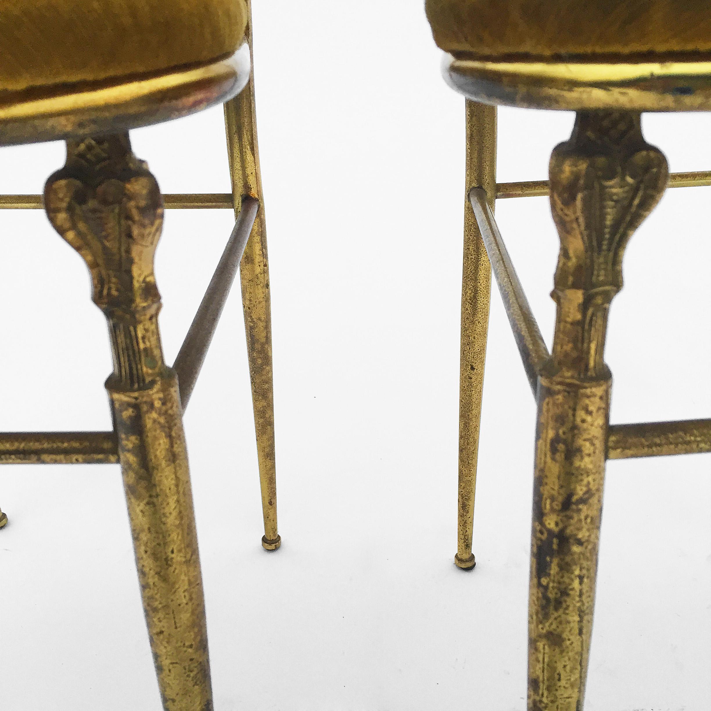 Mid-Century Pair Of Chiavari Style Brass Ladder Accent Side Chairs, 1950s 5