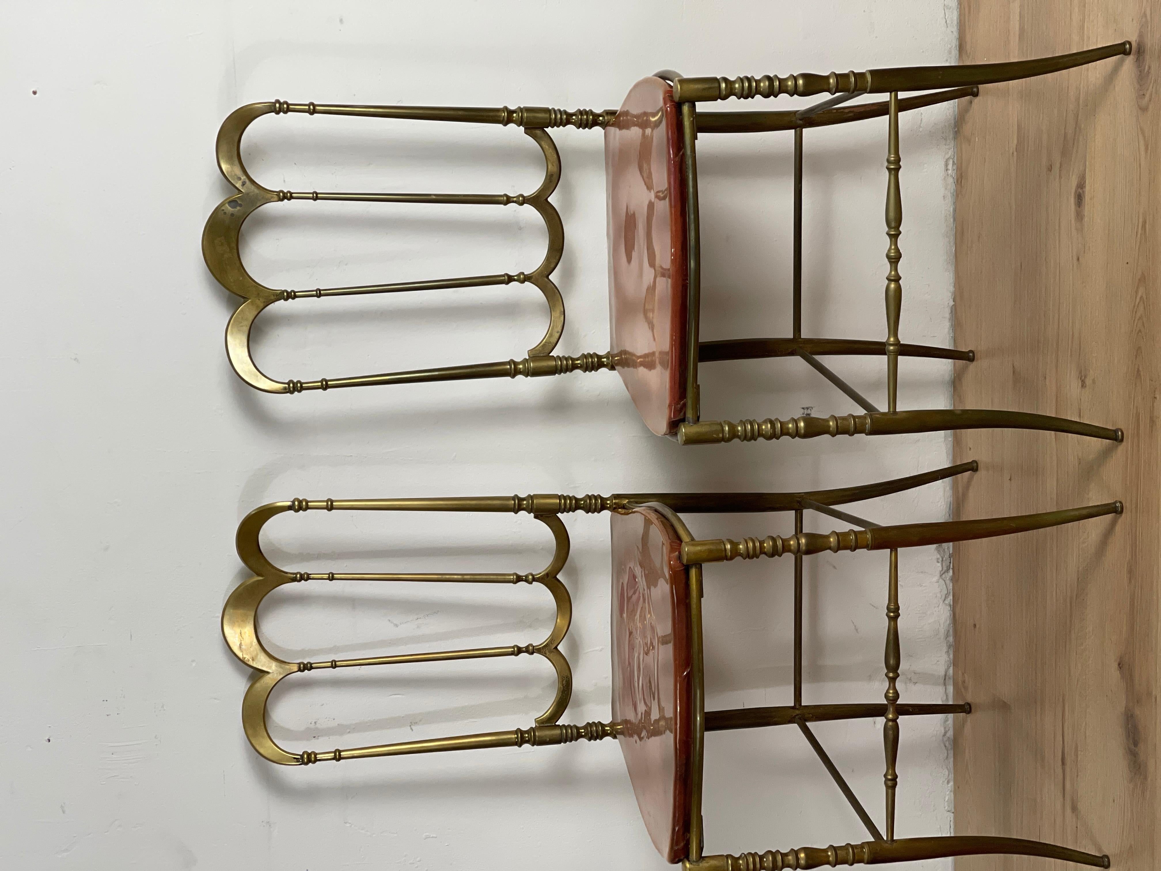 Pair of Chiavarina brass chairs, Italian production of the 1950s, of fine workmanship.