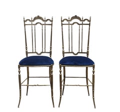 Coppia di sedie Chiavarine An He e She in ottone e velluto, Italia anni '50