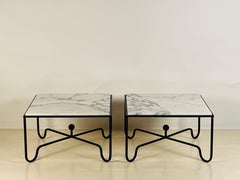 Pair of Chic Arabescato Marble 'Entretoise' Side or End Tables by Design Frères