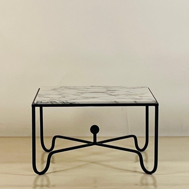Pair of Chic Arabescato Marble 'Entretoise' Side or End Tables by Design Frères In New Condition For Sale In Los Angeles, CA