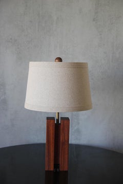 Pair of Chic ‘Cubismo’ Lamp with linen shade by Understated Design