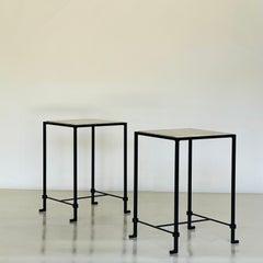 Pair of chic 'Diagramme' Onyx Drinks or Side Tables by Design Frères