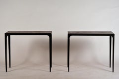 Pair of Chic Ebonized Oak 'Esquisse' Side Tables by Design Frères