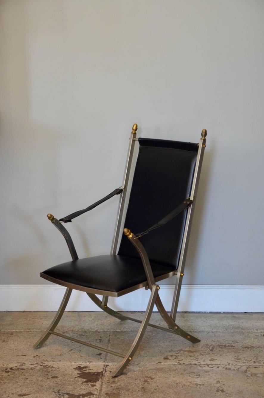 Chic Folding Campaign Sessel im Stil von Maison Jansen, Paar (Neoklassisches Revival) im Angebot