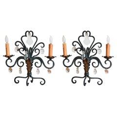 Vintage Pair of Chic French 1940s Candelabra Lights