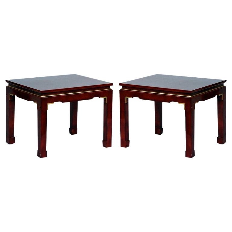 Pair of Chic French 1960s Asian Inspired Lacquer Tables