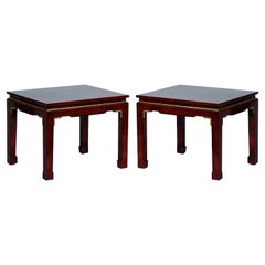 Pair of Chic French 1960s Asian Inspired Lacquer Tables