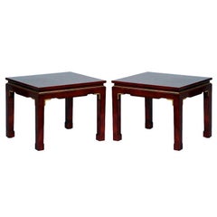 Vintage Pair of chic French 60's Asian inspired lacquer tables