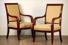 Pair of Chic French Empire Style Mahogany Armchairs