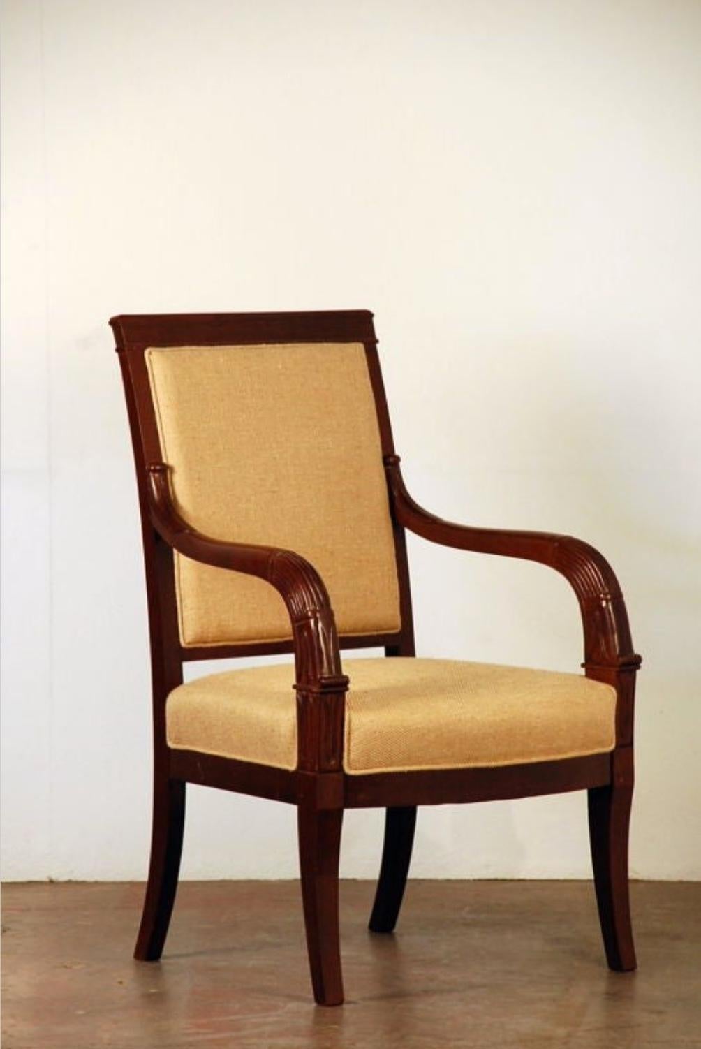 Pair of Chic French Empire Style Mahogany Armchairs For Sale 2