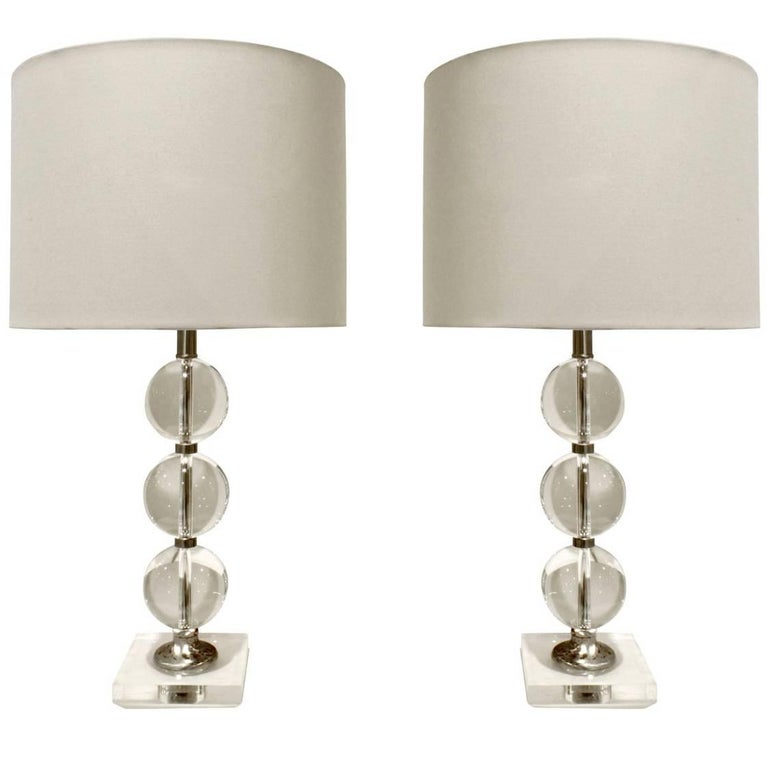 Pair Of Chic Glass Ball Table Lamps 1940s At 1stdibs