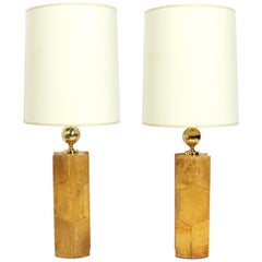 Pair of Chic Goatskin Lamps by Aldo Tura