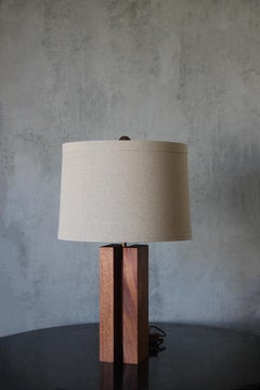 Pair of Chic Large ‘Cubismo’ Lamp with linen shade by Understated Design