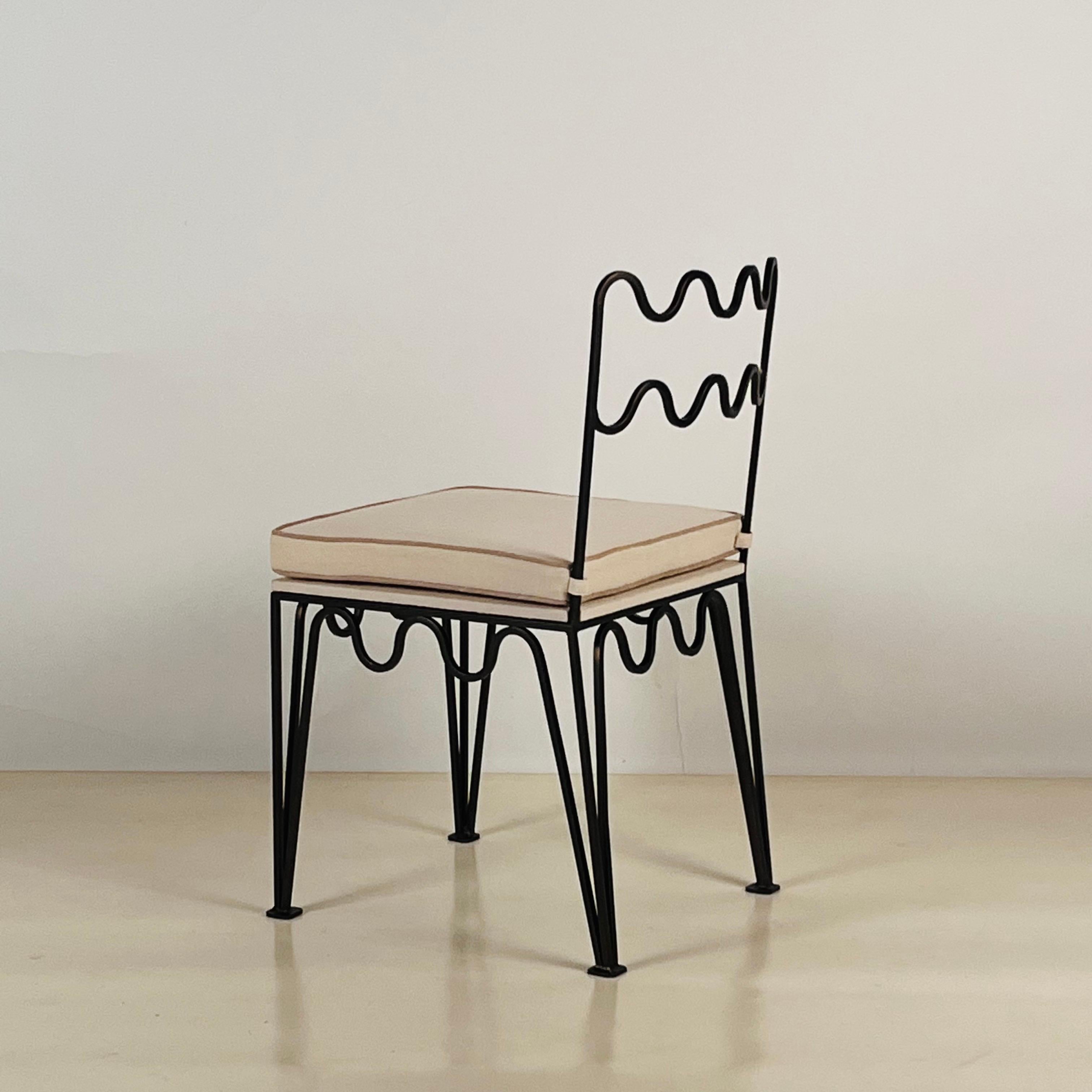 Steel Pair of Chic 'Méandre' Bronze Side Chairs by Design Frères For Sale