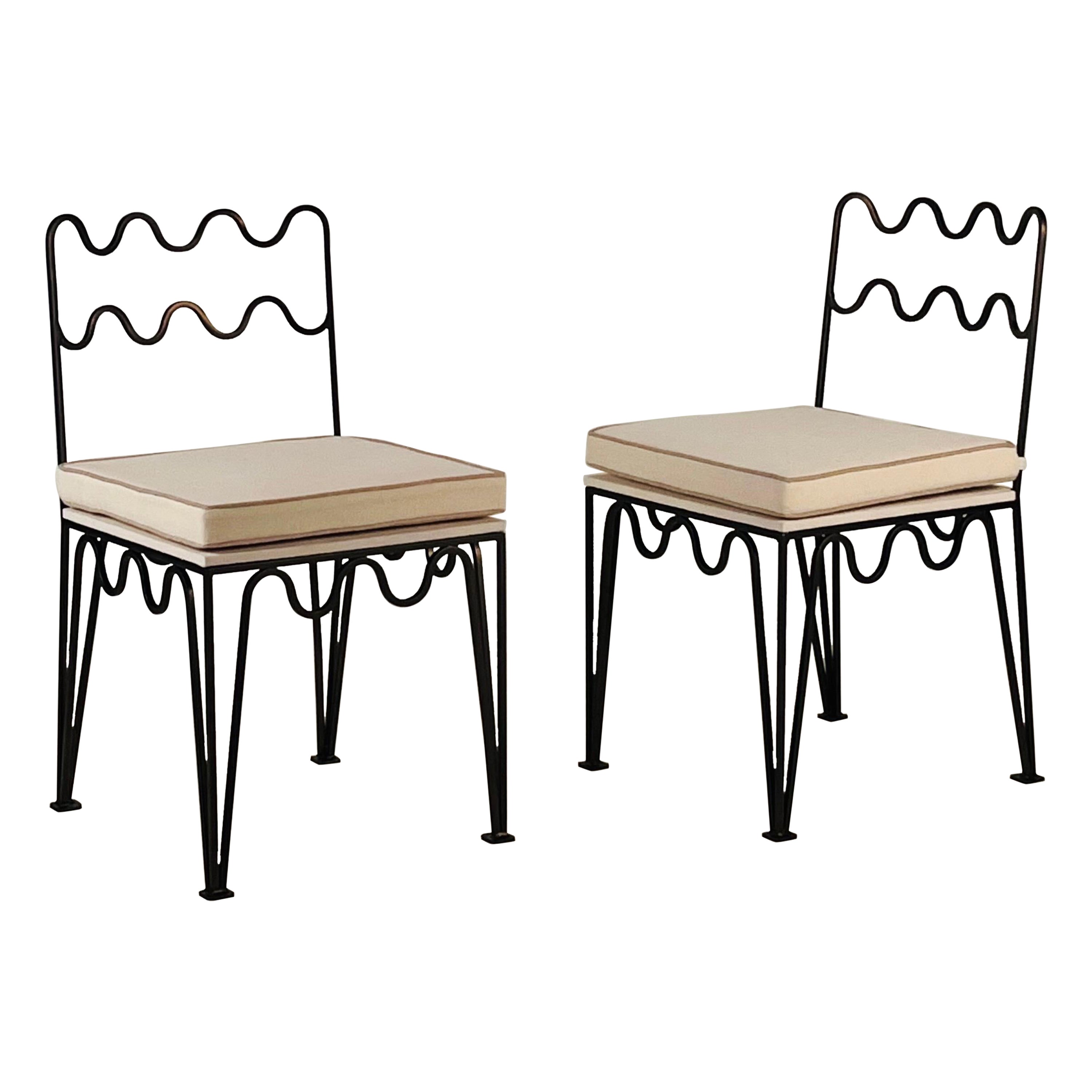 Pair of Chic 'Méandre' Bronze Side Chairs by Design Frères For Sale