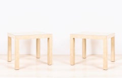 Pair of Chic Parsons Cream Parchment Laminate End Tables or Night Stands