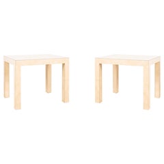 Pair of Chic Parsons Cream Parchment Laminate End Tables or Night Stands