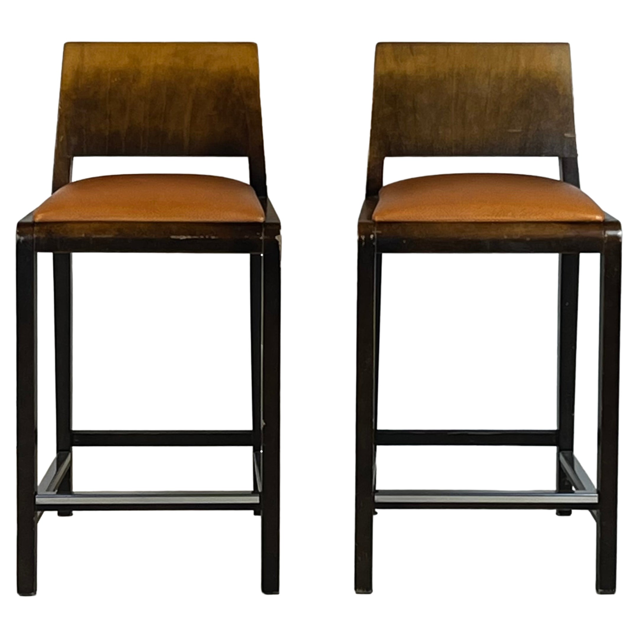 Pair of Chic Post-Modern Counter Height Stools