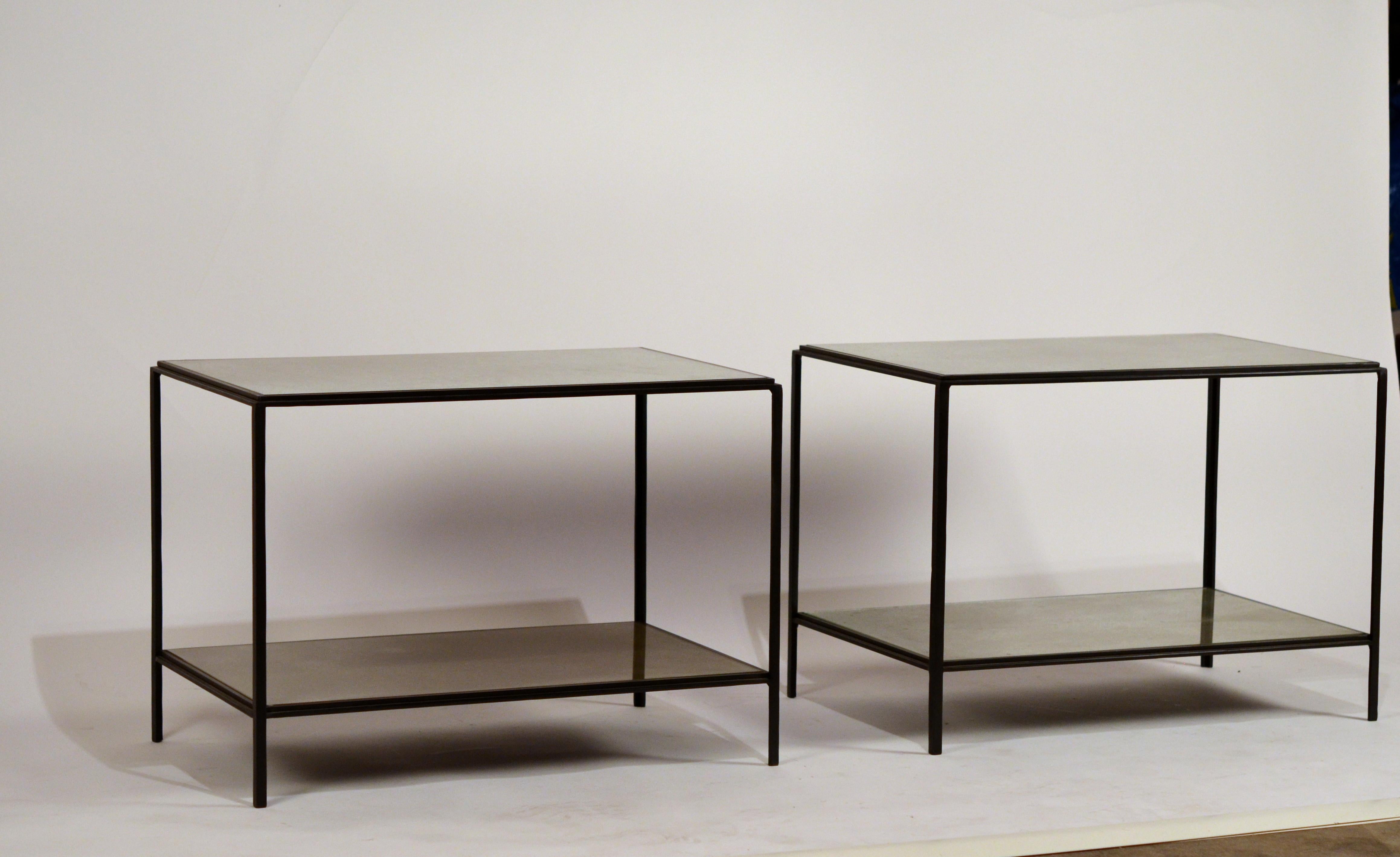 Pair of Chic 'Rectiligne' Mirrored End Tables by Design Frères In New Condition For Sale In Los Angeles, CA