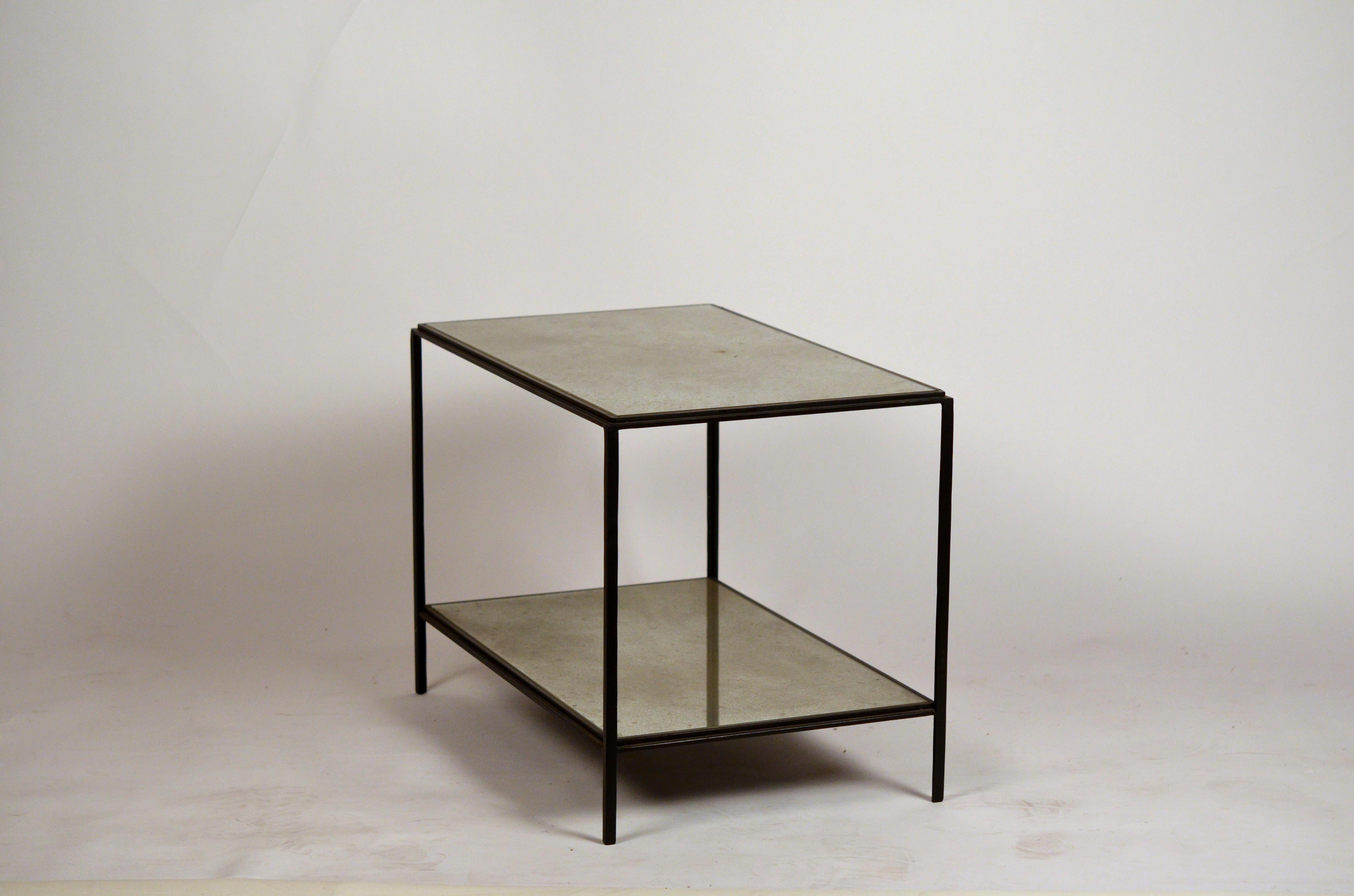 Pair of Chic 'Rectiligne' Mirrored End Tables by Design Frères For Sale 1