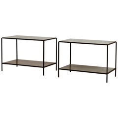 Pair of Chic 'Rectiligne' Mirrored End Tables by Design Frères