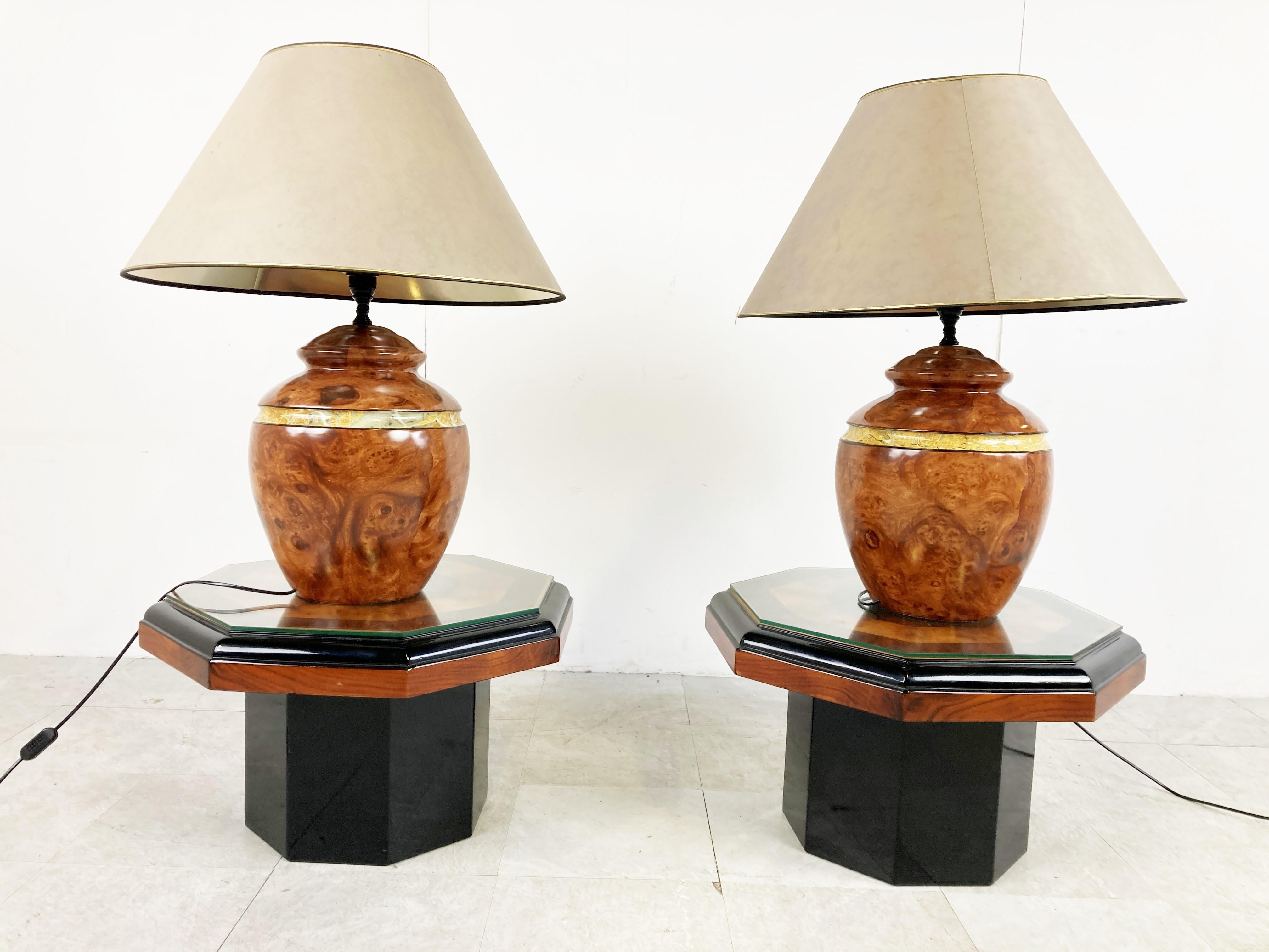 French Pair of Chic Table Lamps, 1980s For Sale