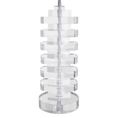 Pair of Chic Table Lamps in Stacked Solid Lucite 1980s