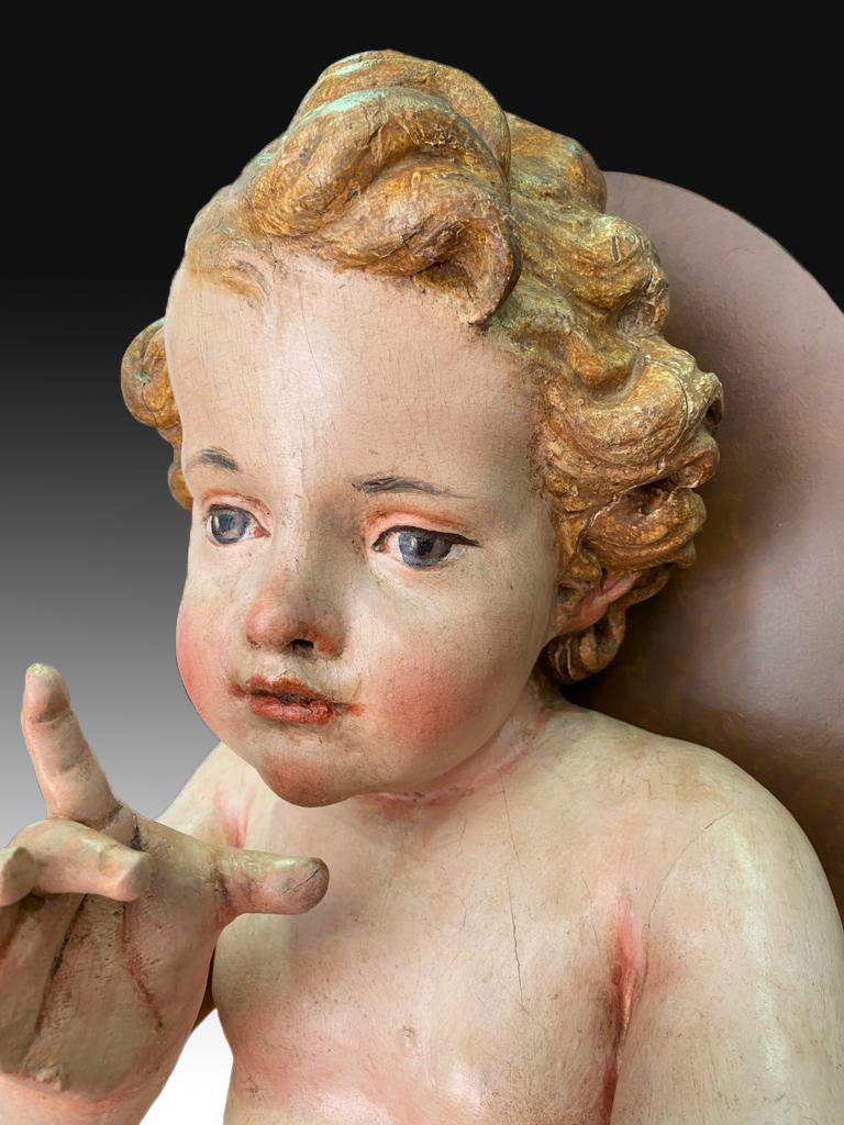Spanish Pair of Children, Polychromed Pine Wood, Spain, 18th Century and Later For Sale