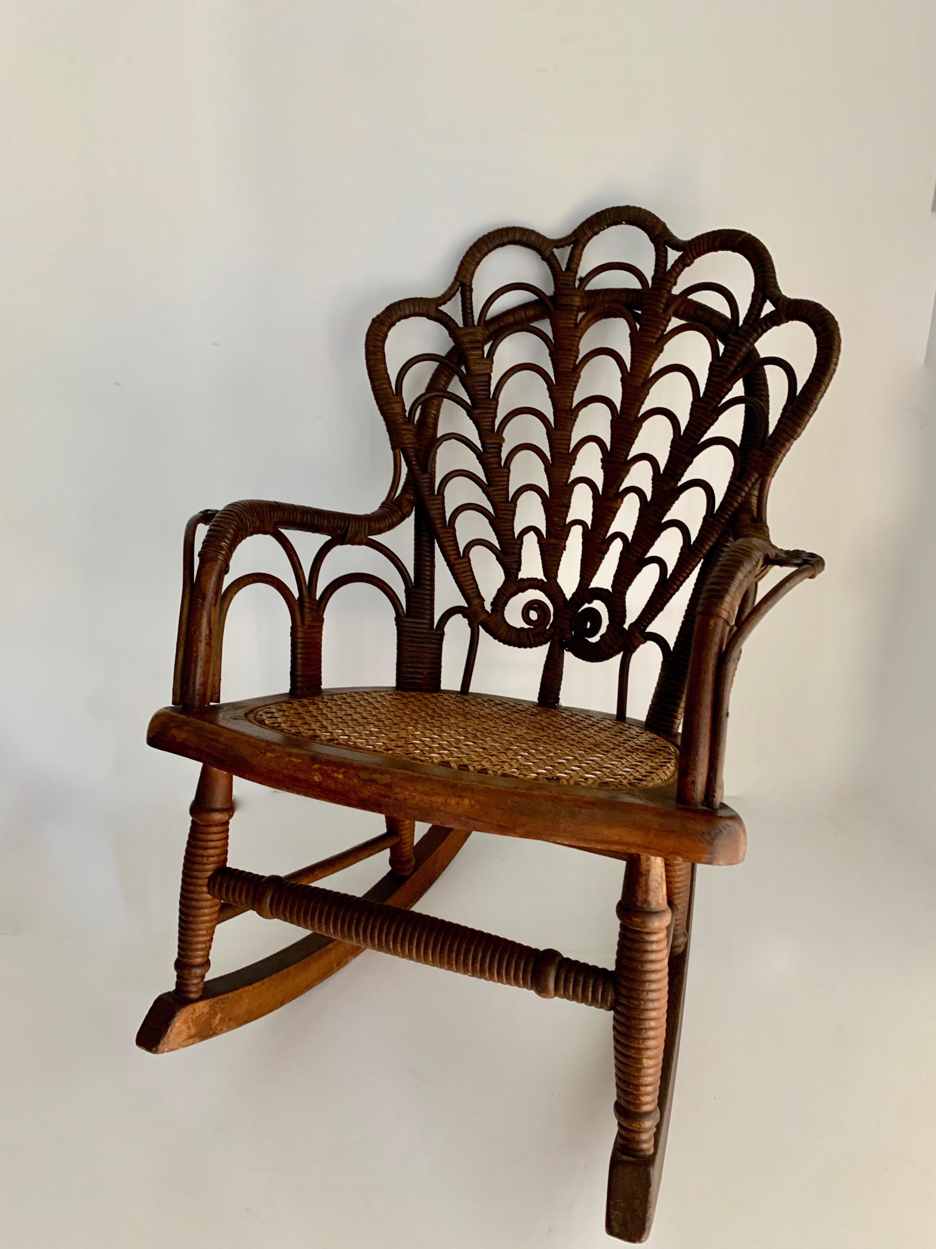 Pair of Childs Wicker Chair and Rocker 1