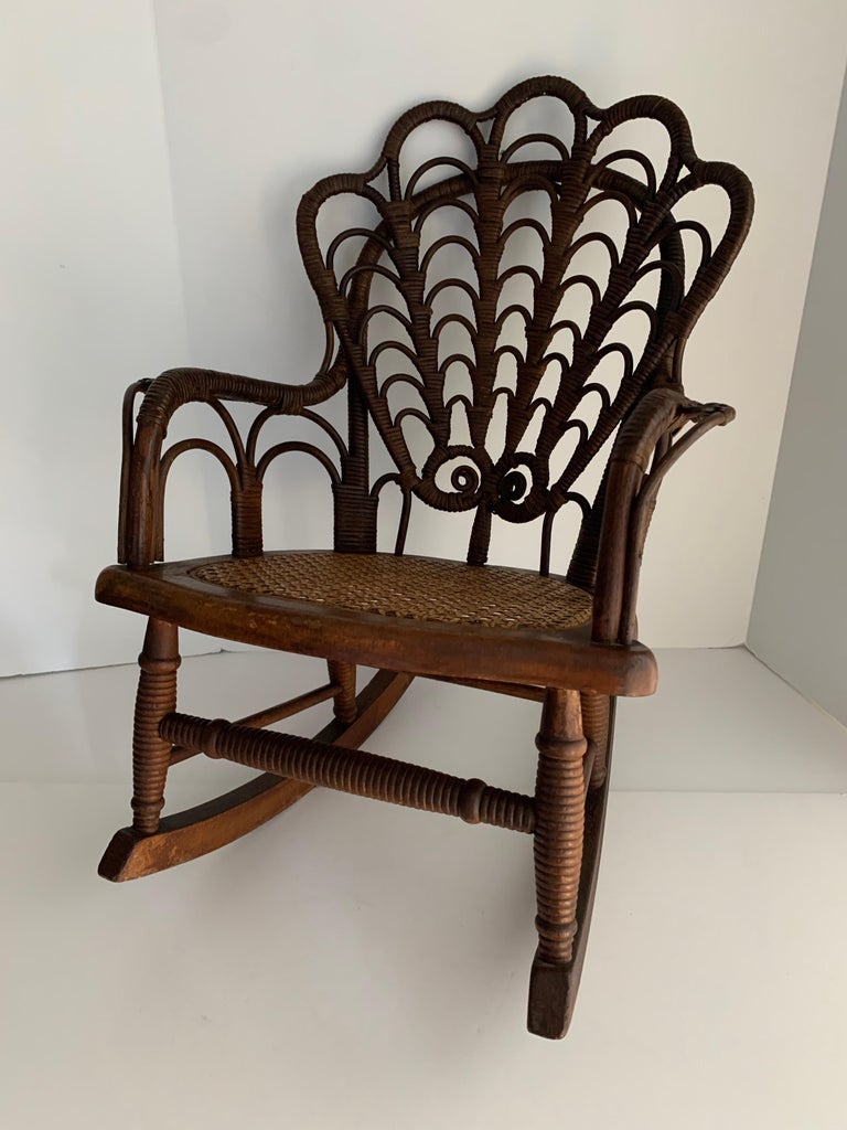 Pair of Childs Wicker Chair and Rocker at 1stDibs child's wicker chair, kids wicker chair