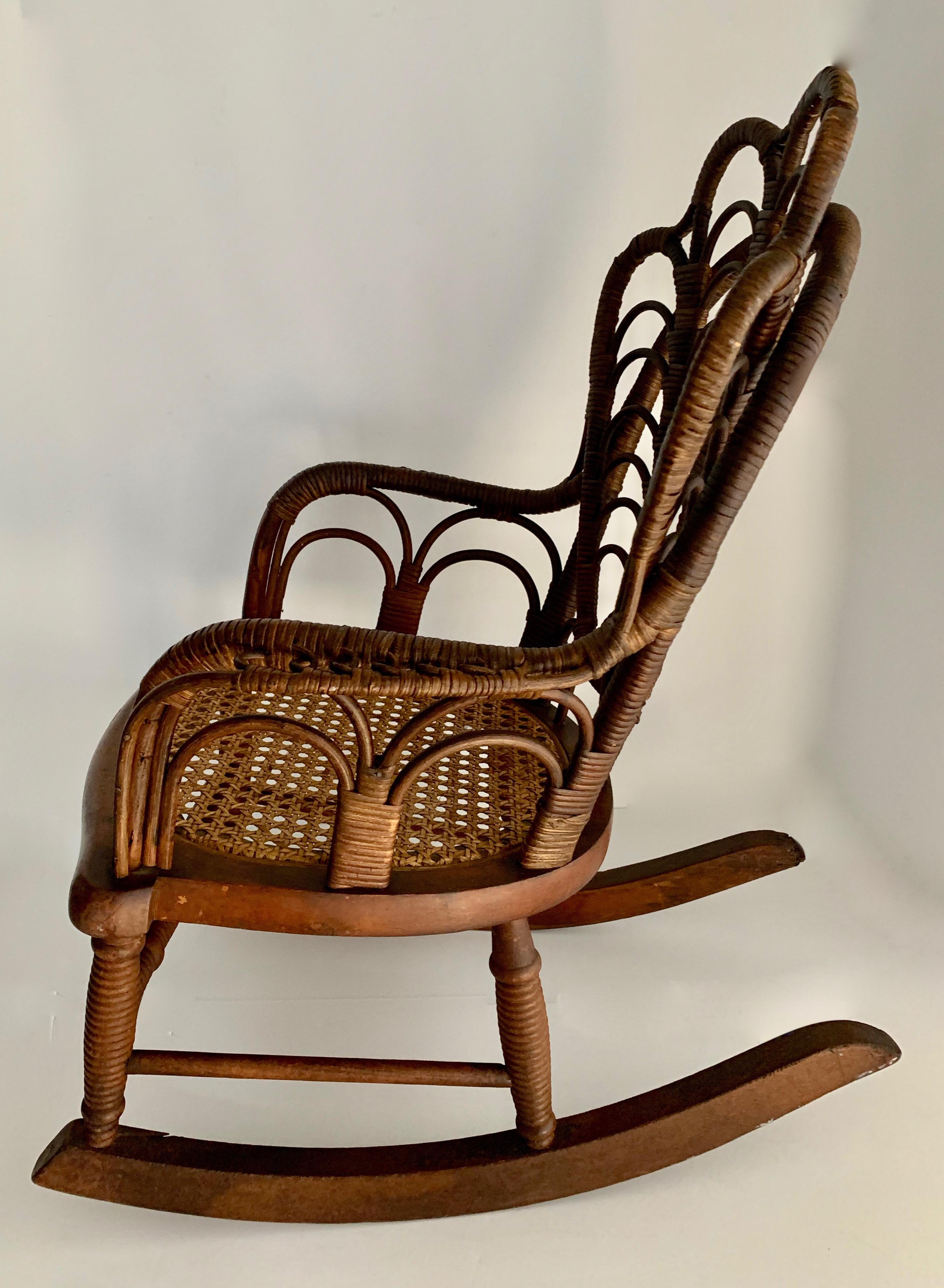 Pair of Childs Wicker Chair and Rocker 3
