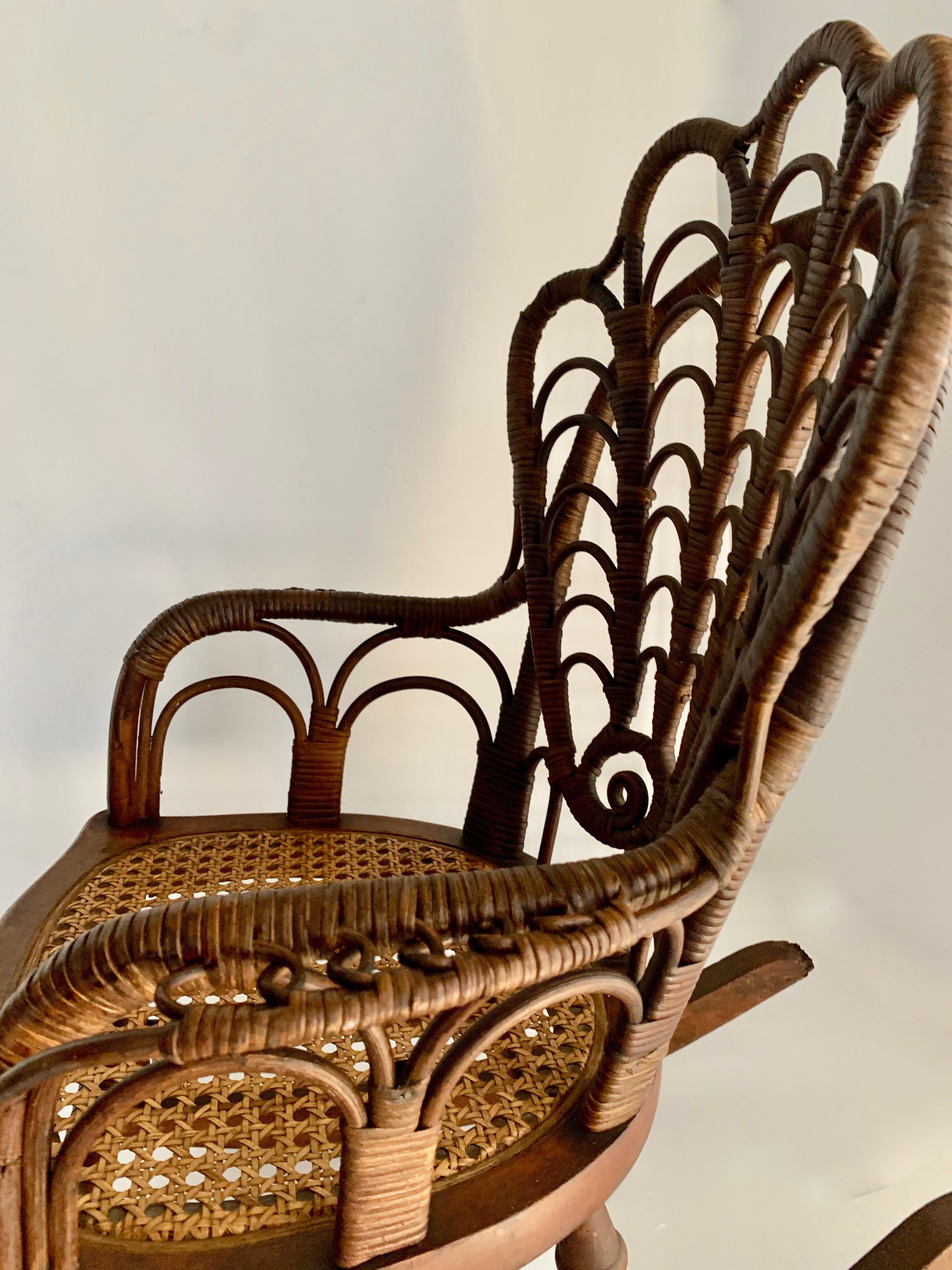 Pair of Childs Wicker Chair and Rocker 4